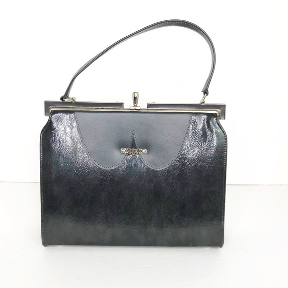 VINTAGE A Naturalizer gray patent handbag - Picture 1 of 13
